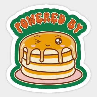 Powered By Pancakes Funny Kawaii Breakfast Sticker